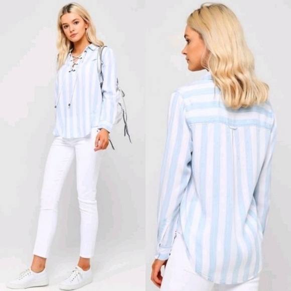 Rails Uli Corset Tie Block Stripe Shirt Size S - Picture 1 of 11